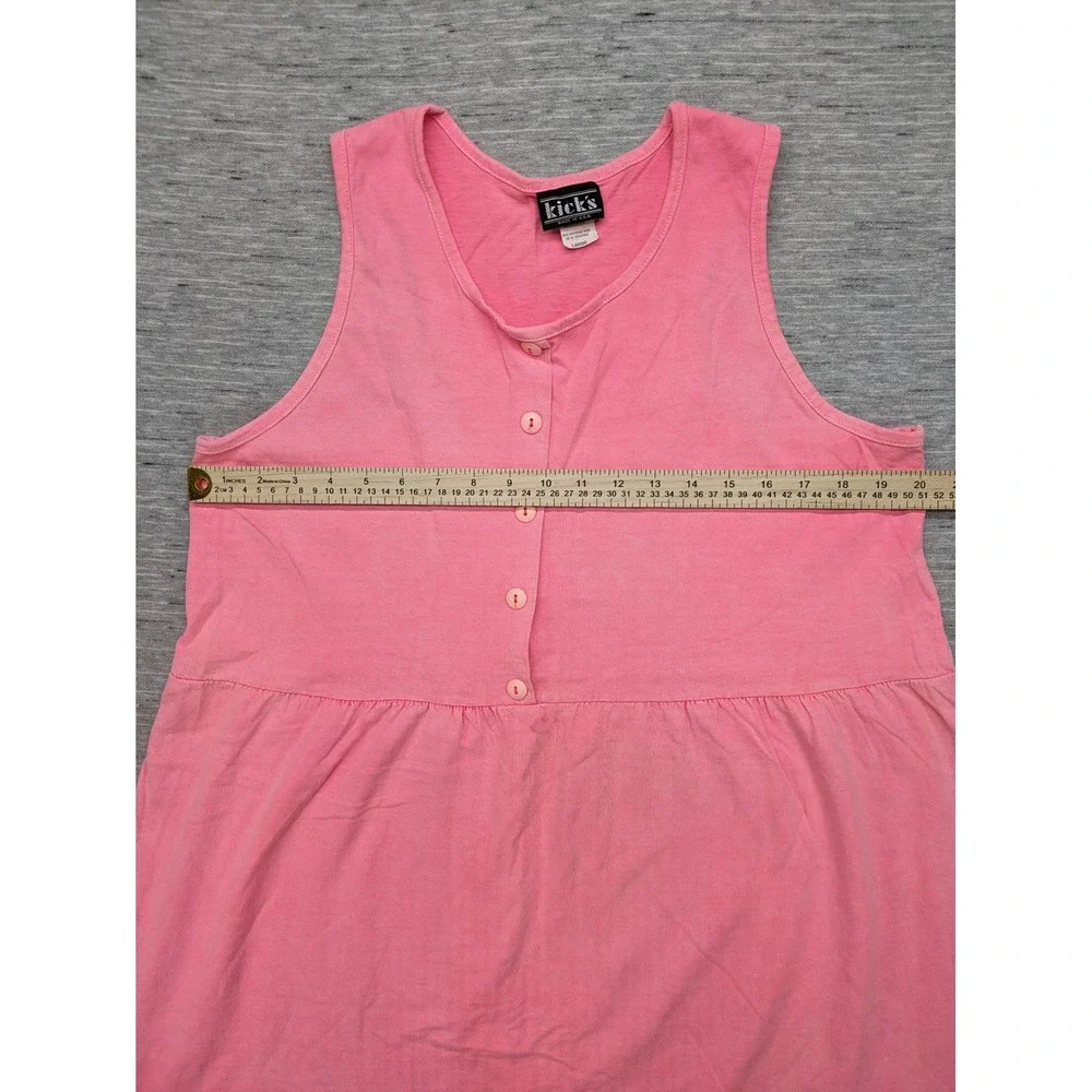 Kicks USA Made Dress Sleeveless Casual Pink Sundress Summer Large Neon 90s y2k‎